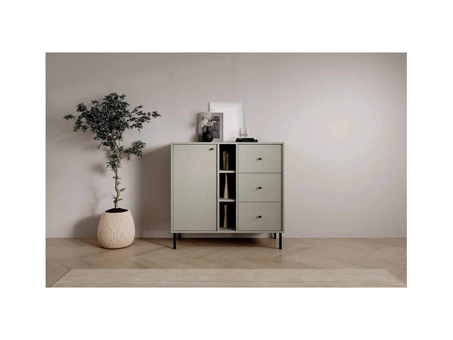 Buffet Tuli Compact/portes battantes/tiroirs/plateau de meuble/Vert