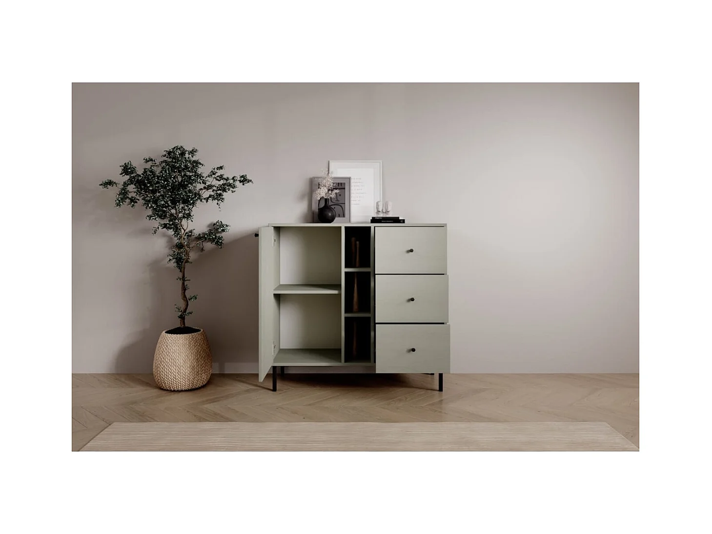Buffet Tuli Compact/portes battantes/tiroirs/plateau de meuble/Vert