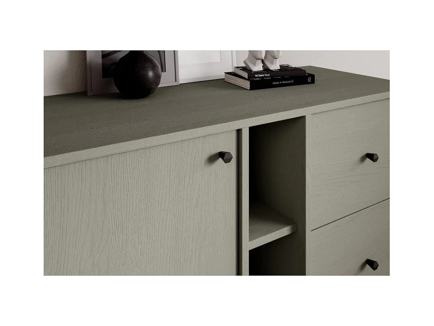 Buffet Tuli Compact/portes battantes/tiroirs/plateau de meuble/Vert