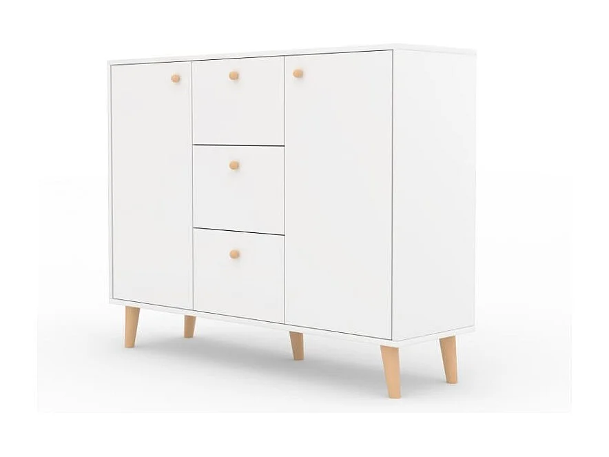 Sideboard Nala/Drehtüren/Schubladen/Möbelplatte/Weiss&Braun