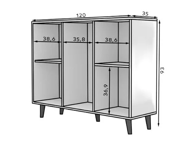 Sideboard Nala/Drehtüren/Schubladen/Möbelplatte/Weiss&Braun