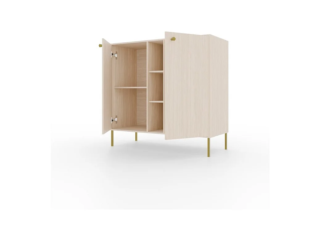 Sideboard Tuli Combo/Drehtüren/Möbelplatte/Beige