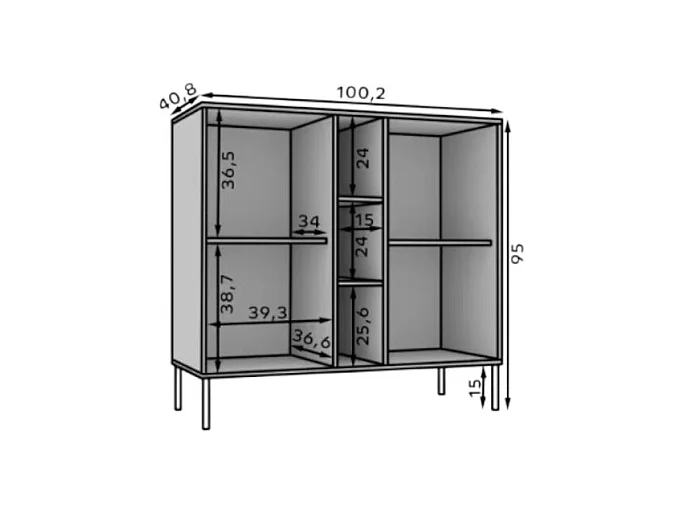 Sideboard Tuli Combo/Drehtüren/Möbelplatte/Beige