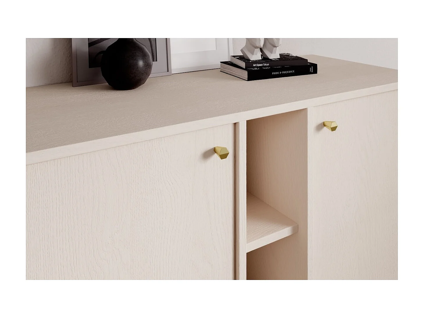 Buffet Tuli Combo/portes tournantes/plateau de meuble/Beige