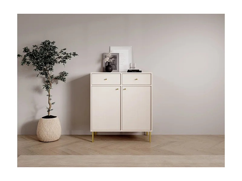 Buffet Tuli Lux/portes tournantes/tiroirs/plateau de meuble/Beige