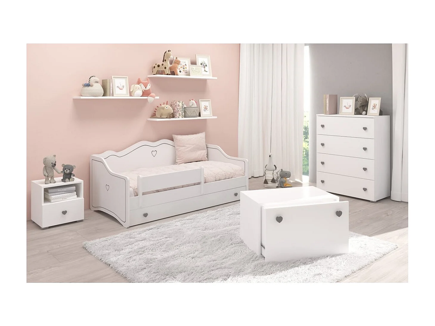 Sideboard Liva/Schubladen/Möbelplatte/Weiss@Grau