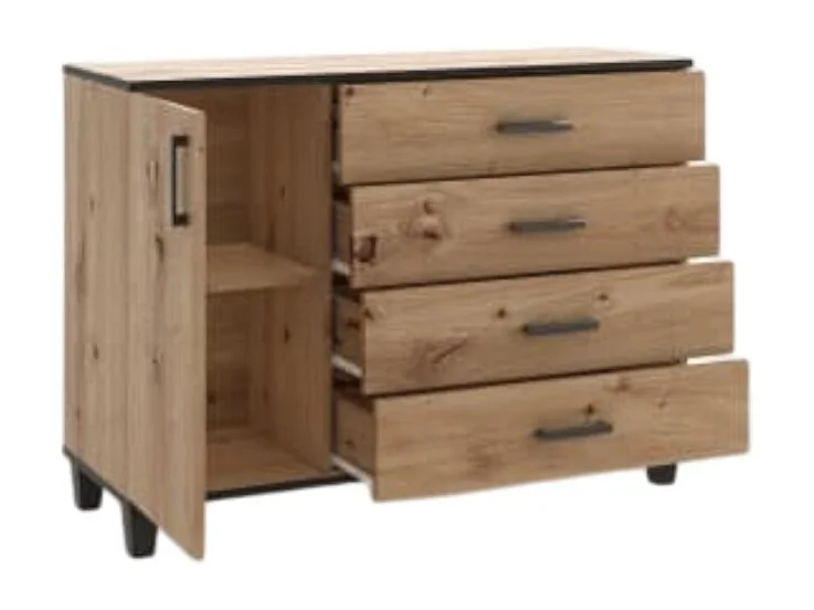 Sideboard Pauline/Drehtüren/Schubladen/Möbelplatte/Braun