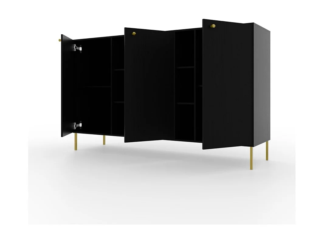 Sideboard Tuli Max/Drehtüren/Möbelplatte/Schwarz