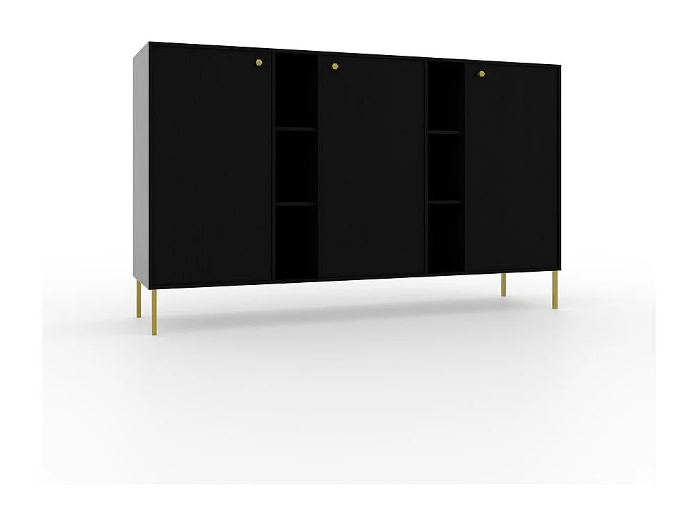 Sideboard Tuli Max/Drehtüren/Möbelplatte/Schwarz