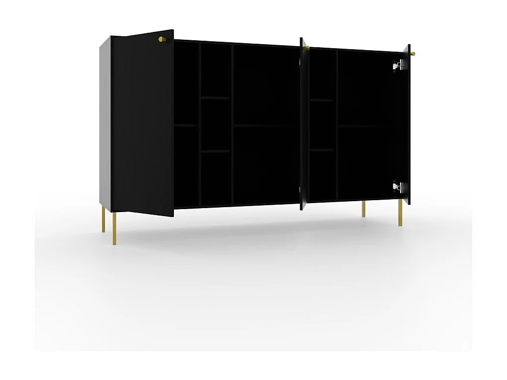 Sideboard Tuli Max/Drehtüren/Möbelplatte/Schwarz