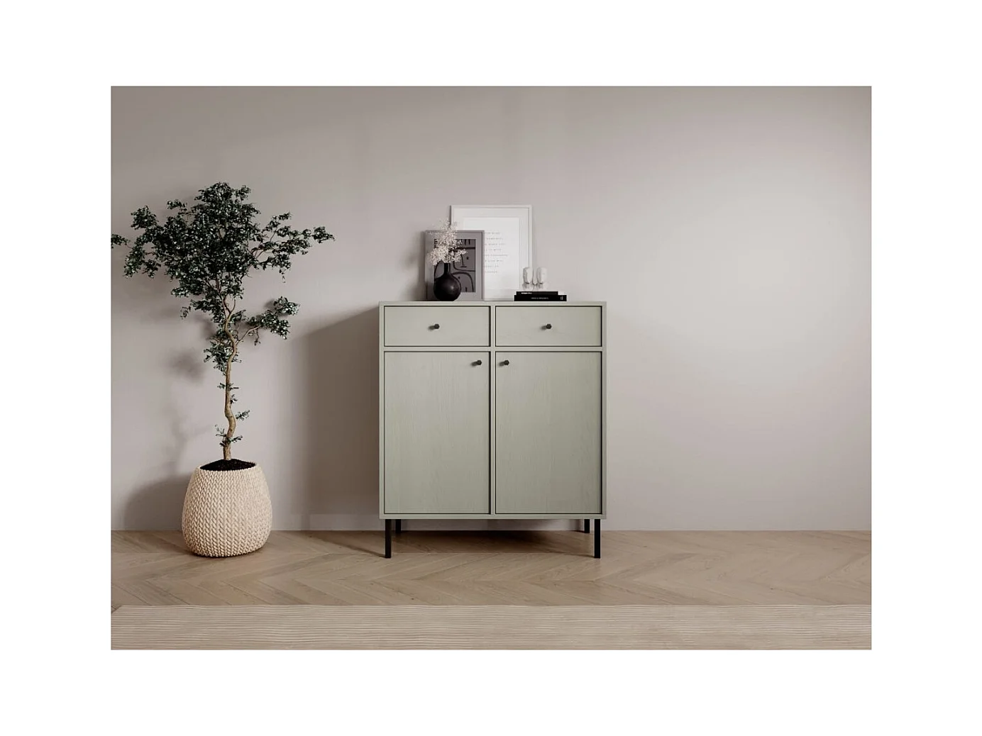 Credenza Tuli Lux/ante girevoli/cassetti/piano del mobile/Verde