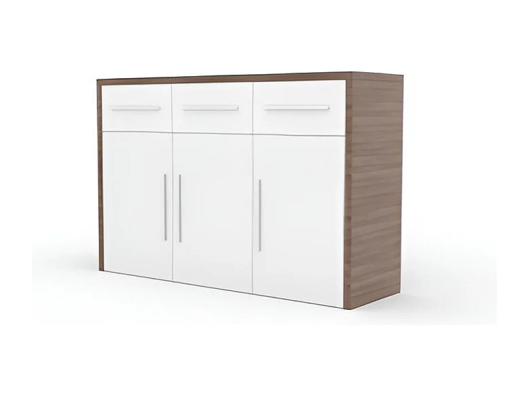 Sideboard Mardon/Drehtüren/Schubladen/Möbelplatte/Weiss&Braun