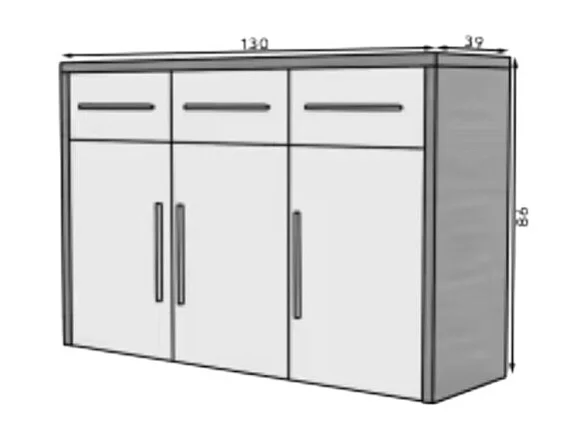 Sideboard Mardon/Drehtüren/Schubladen/Möbelplatte/Weiss&Braun