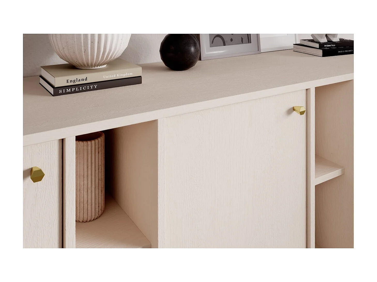 Sideboard Tuli Max/Drehtüren/Möbelplatte/Beige