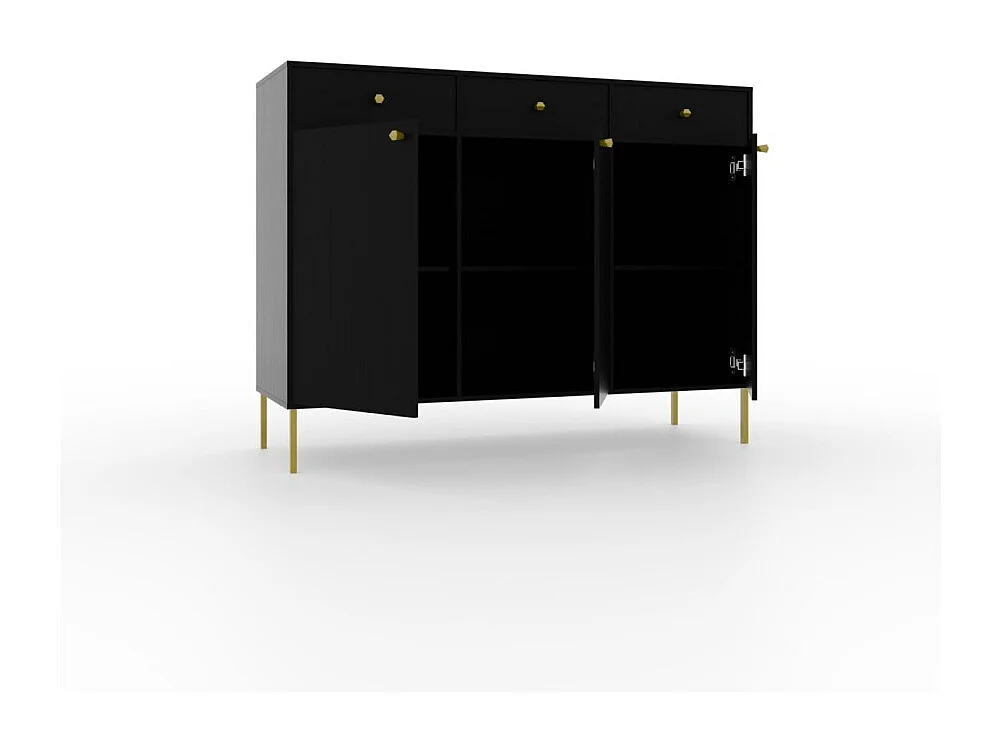 Credenza Tuli Line/ante a battente/cassetti/piano del mobile/Nero