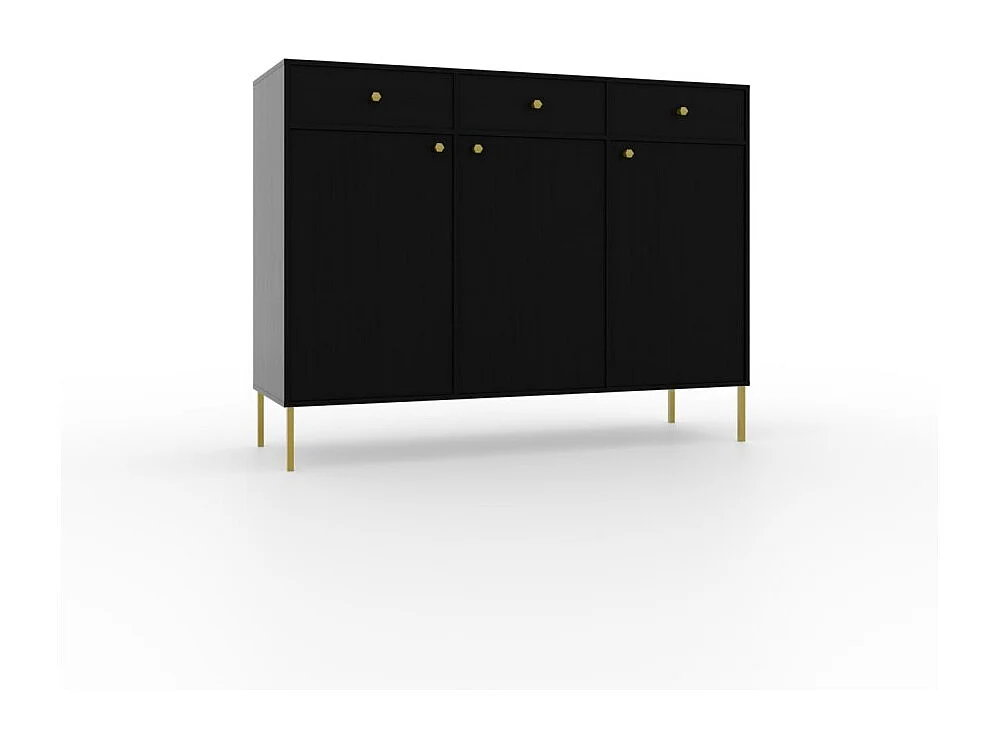 Credenza Tuli Line/ante a battente/cassetti/piano del mobile/Nero