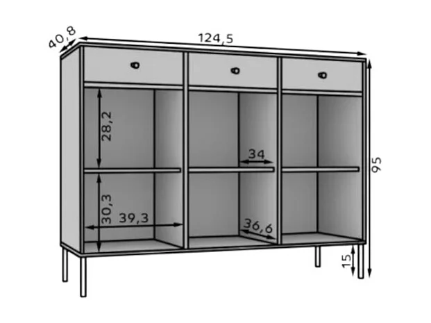 Credenza Tuli Line/ante a battente/cassetti/piano del mobile/Nero