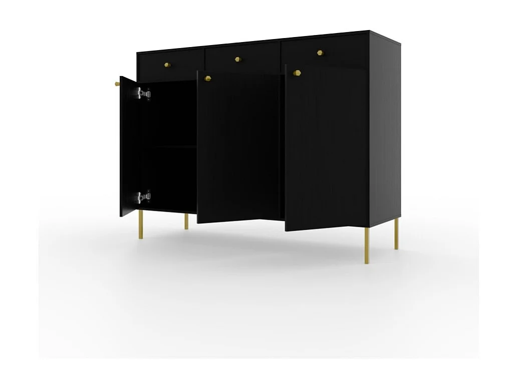 Credenza Tuli Line/ante a battente/cassetti/piano del mobile/Nero
