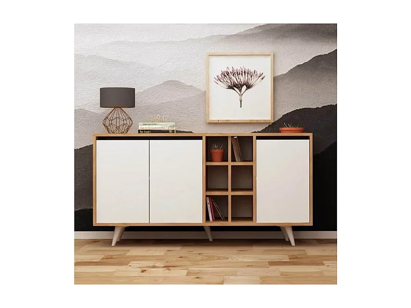Sideboard Seria/Drehtüren/MDF/Weiss&Braun