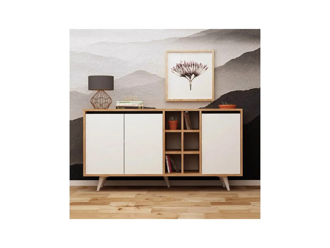 Sideboard Seria/Drehtüren/MDF/Weiss&Braun