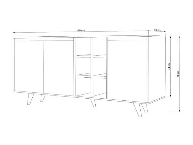 Sideboard Seria/Drehtüren/MDF/Weiss&Braun