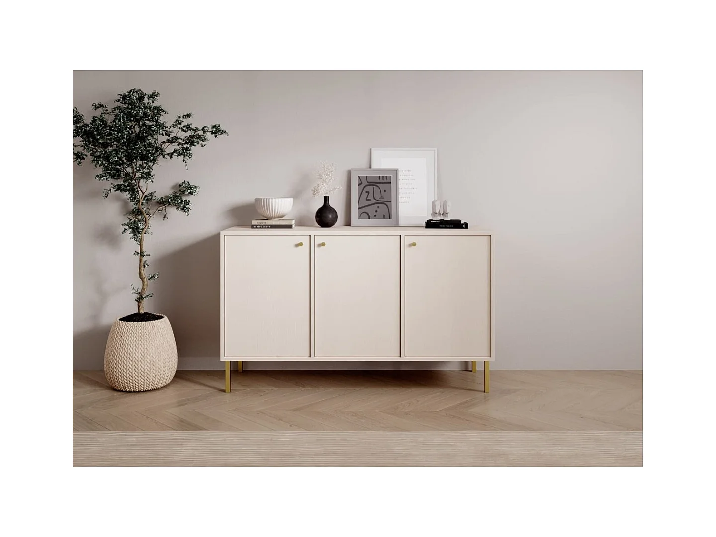 Buffet Tuli Store/portes tournantes/meuble supérieur/Beige
