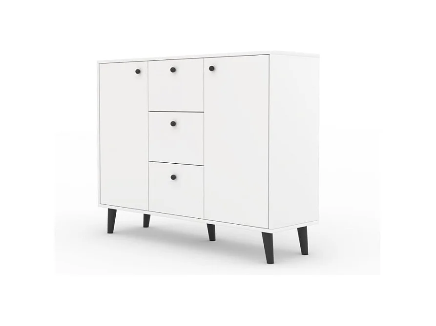 Sideboard Nala/Drehtüren/Schubladen/Möbelplatte/Weiss
