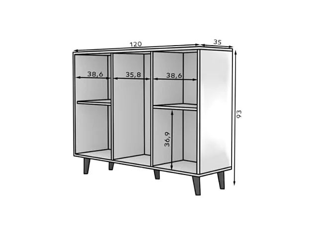 Sideboard Nala/Drehtüren/Schubladen/Möbelplatte/Weiss