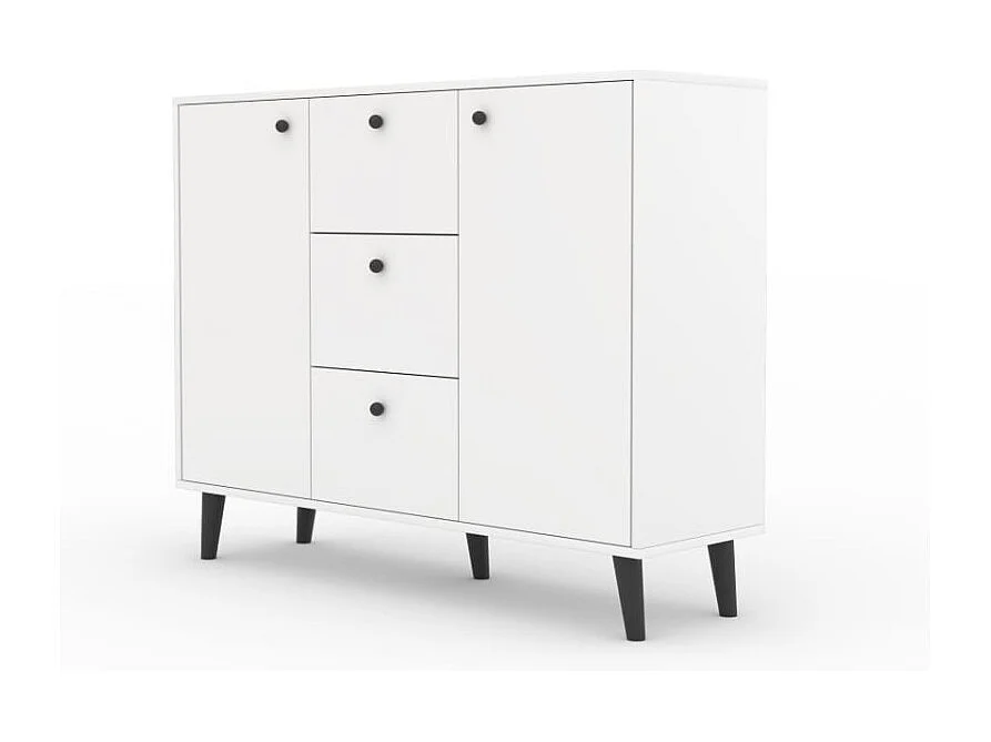 Credenza Nala/ante girevoli/cassetti/piano del mobile/Bianco