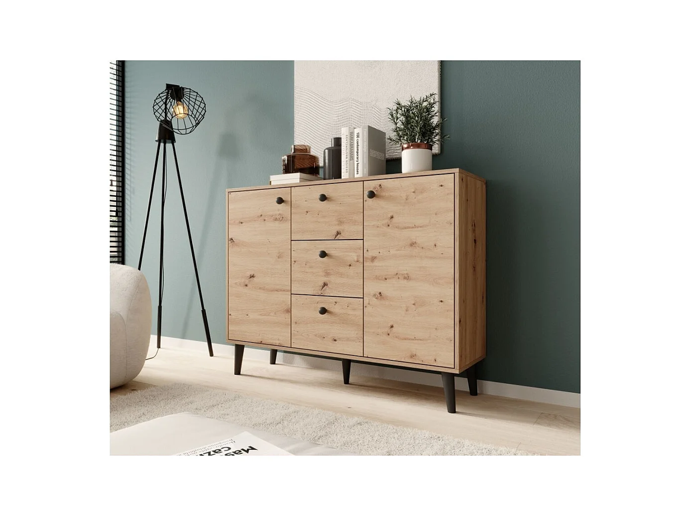 Sideboard Nala/Drehtüren/Schubladen/Möbelplatte/Braun