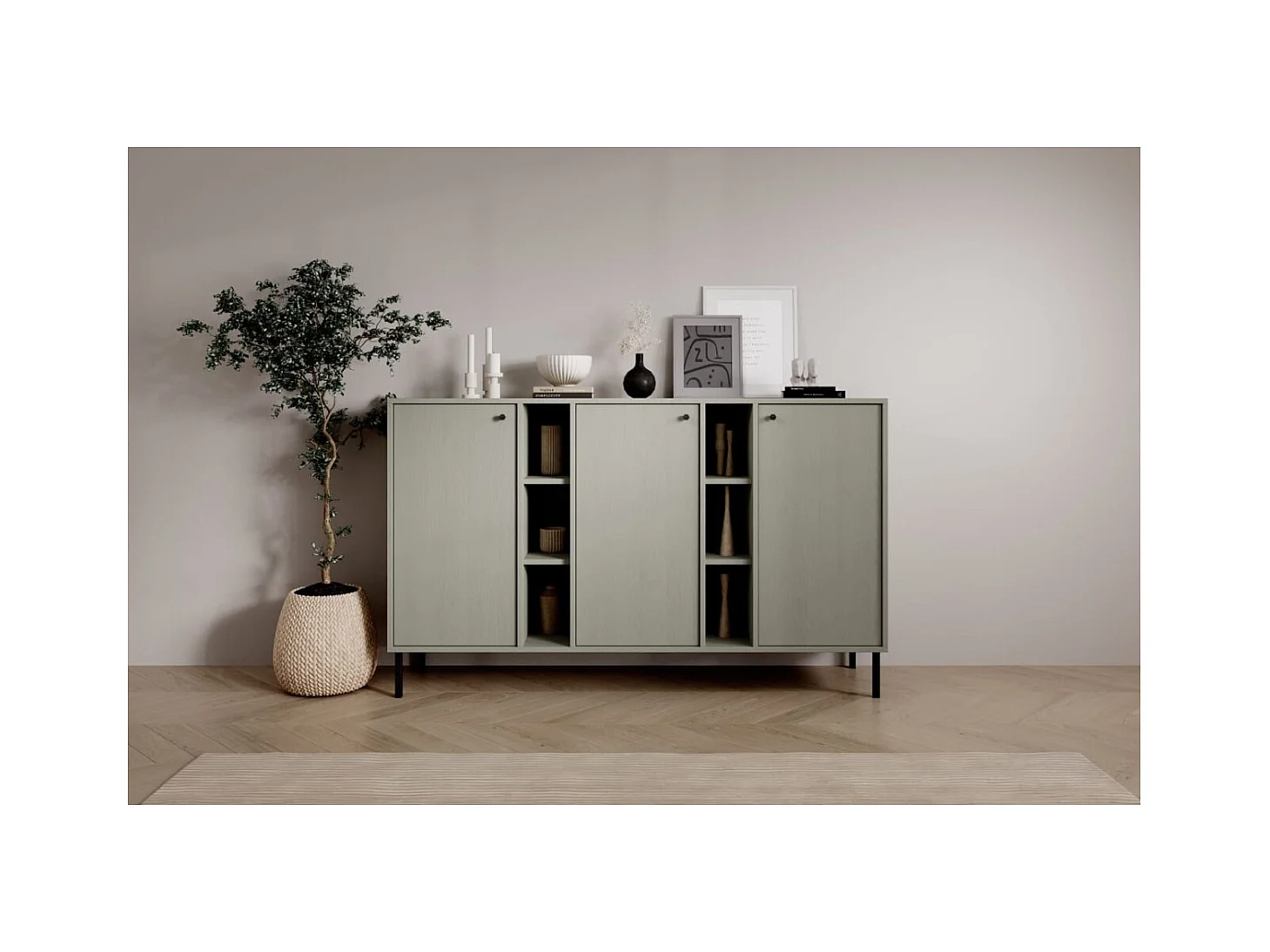 Credenza Tuli Max/ante girevoli/piano del mobile/Verde