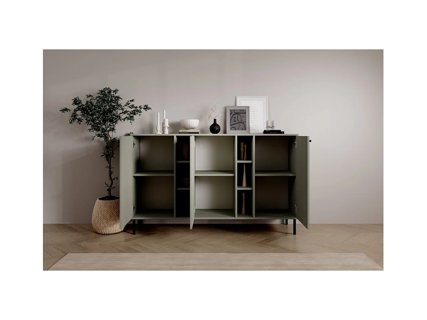 Credenza Tuli Max/ante girevoli/piano del mobile/Verde