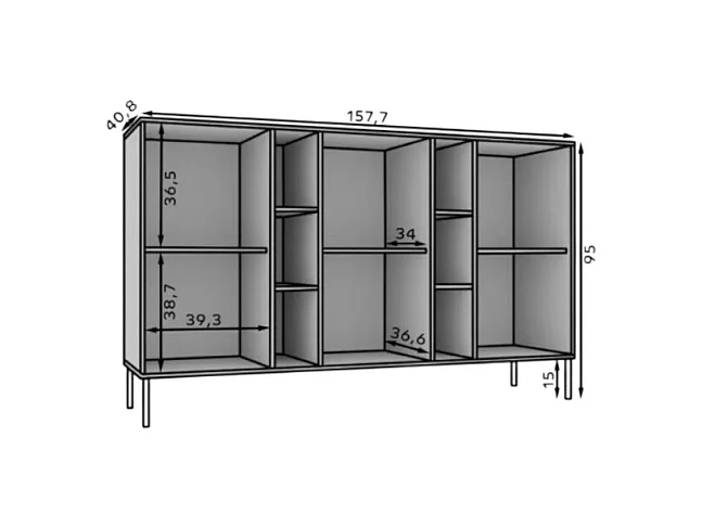 Credenza Tuli Max/ante girevoli/piano del mobile/Verde