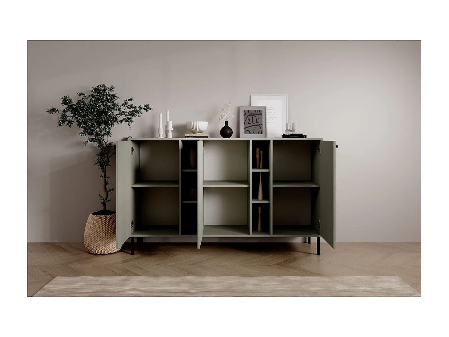 Sideboard Tuli Max/Drehtüren/Möbelplatte/Grün