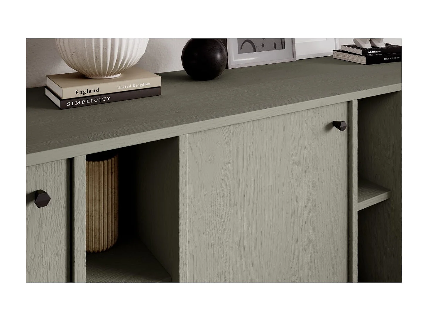 Sideboard Tuli Max/Drehtüren/Möbelplatte/Grün
