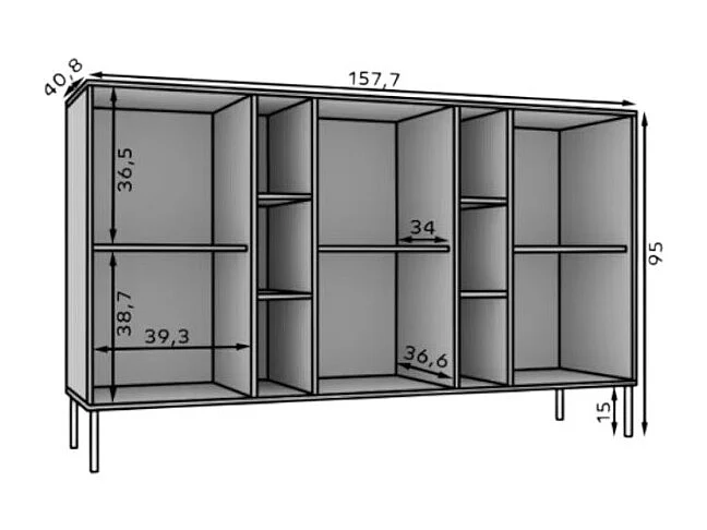 Sideboard Tuli Max/Drehtüren/Möbelplatte/Grün