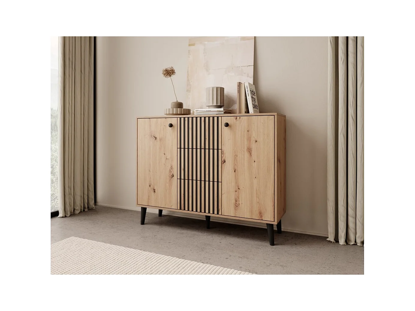 Buffet Ilan/portes tournantes/tiroirs/plateau de meuble/Artisan