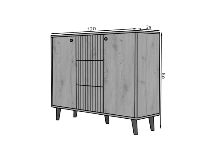 Buffet Ilan/portes tournantes/tiroirs/plateau de meuble/Artisan