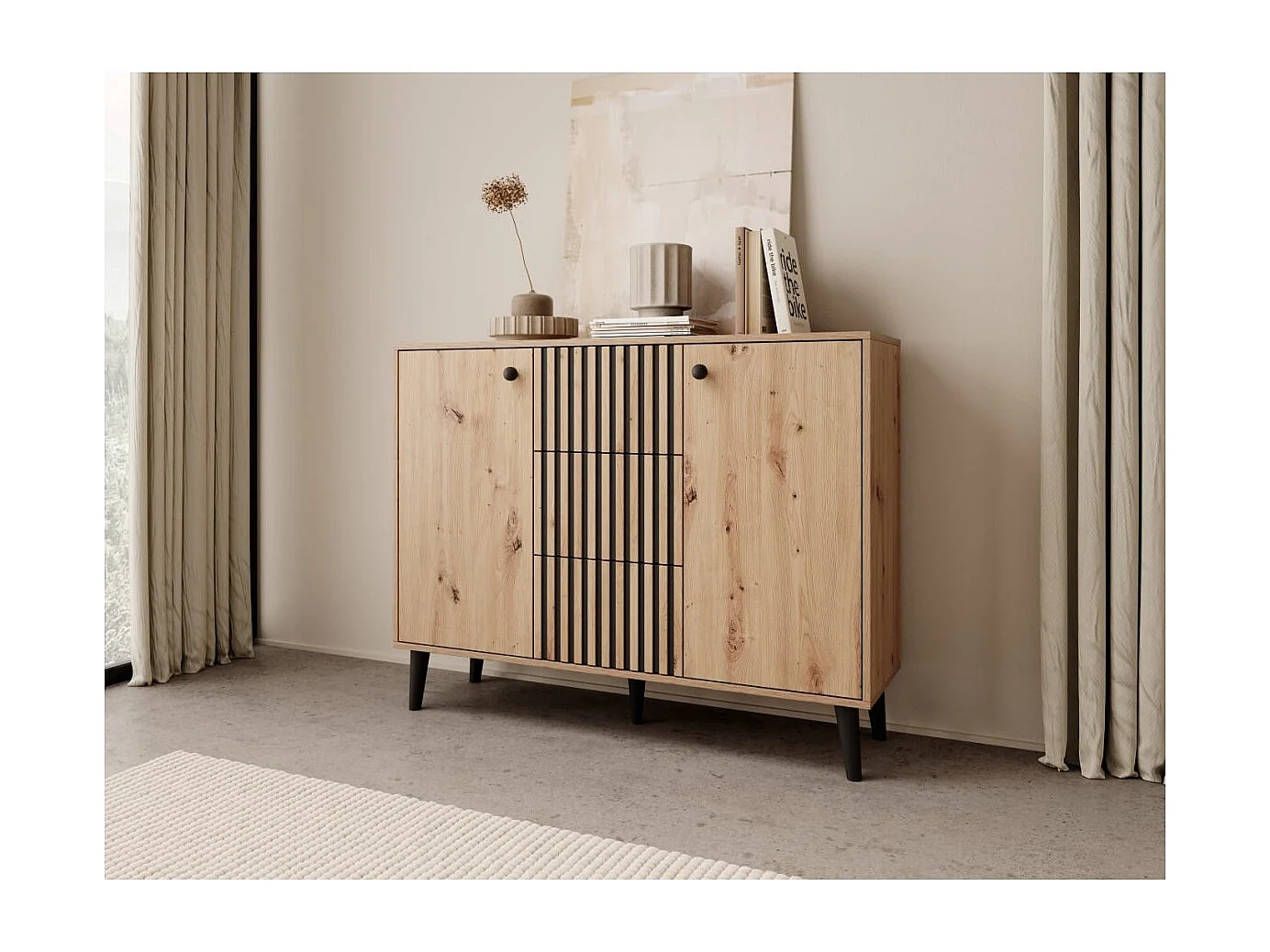 Buffet Ilan/portes tournantes/tiroirs/plateau de meuble/Artisan