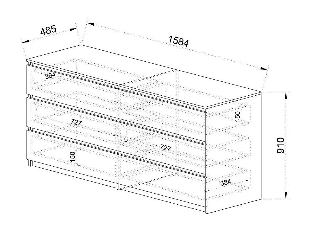 Sideboard Meta/Schubladen/Möbelplatte/Artisan