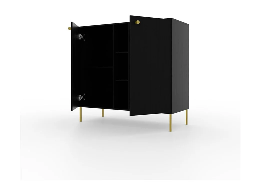 Buffet Tuli Combo/portes tournantes/plateau de meuble/Noir