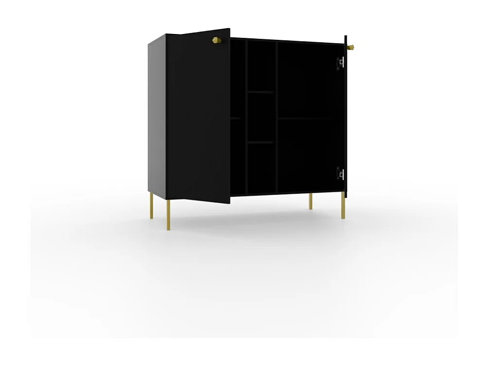 Buffet Tuli Combo/portes tournantes/plateau de meuble/Noir