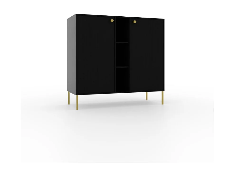 Buffet Tuli Combo/portes tournantes/plateau de meuble/Noir