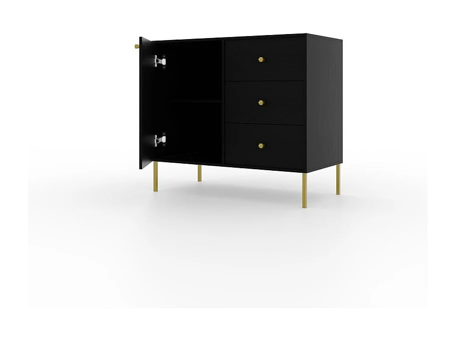 Sideboard Tuli Duo/Drehtüren/Schubladen/Möbelplatte/Schwarz