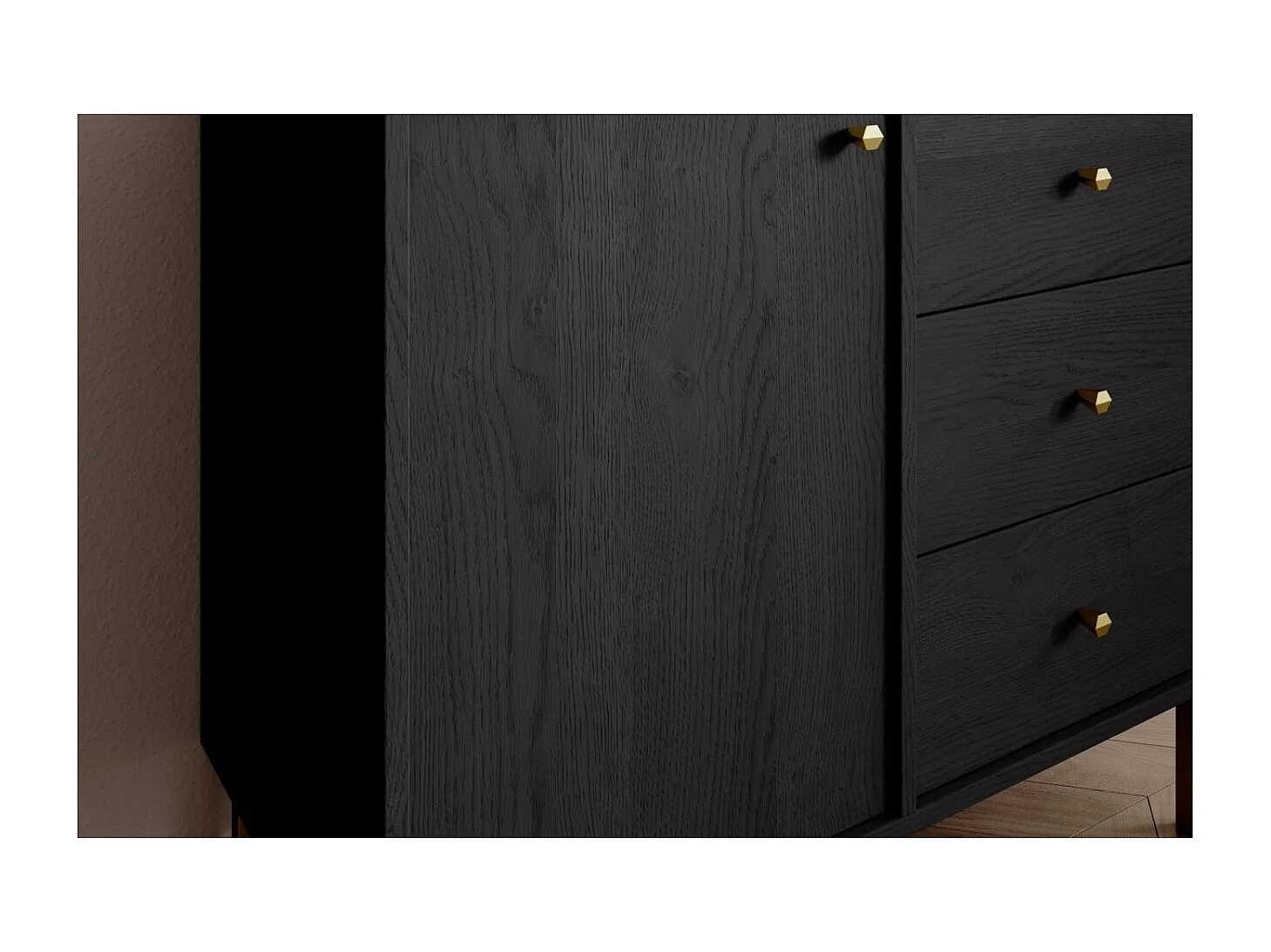 Sideboard Tuli Duo/Drehtüren/Schubladen/Möbelplatte/Schwarz