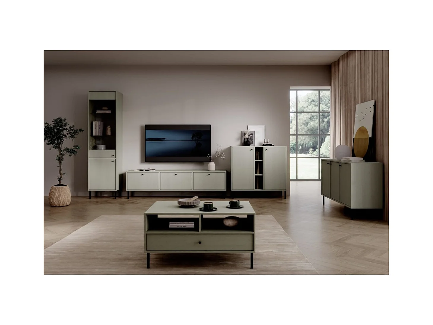 Credenza Tuli Store/porte girevoli/piano del mobile/Verde