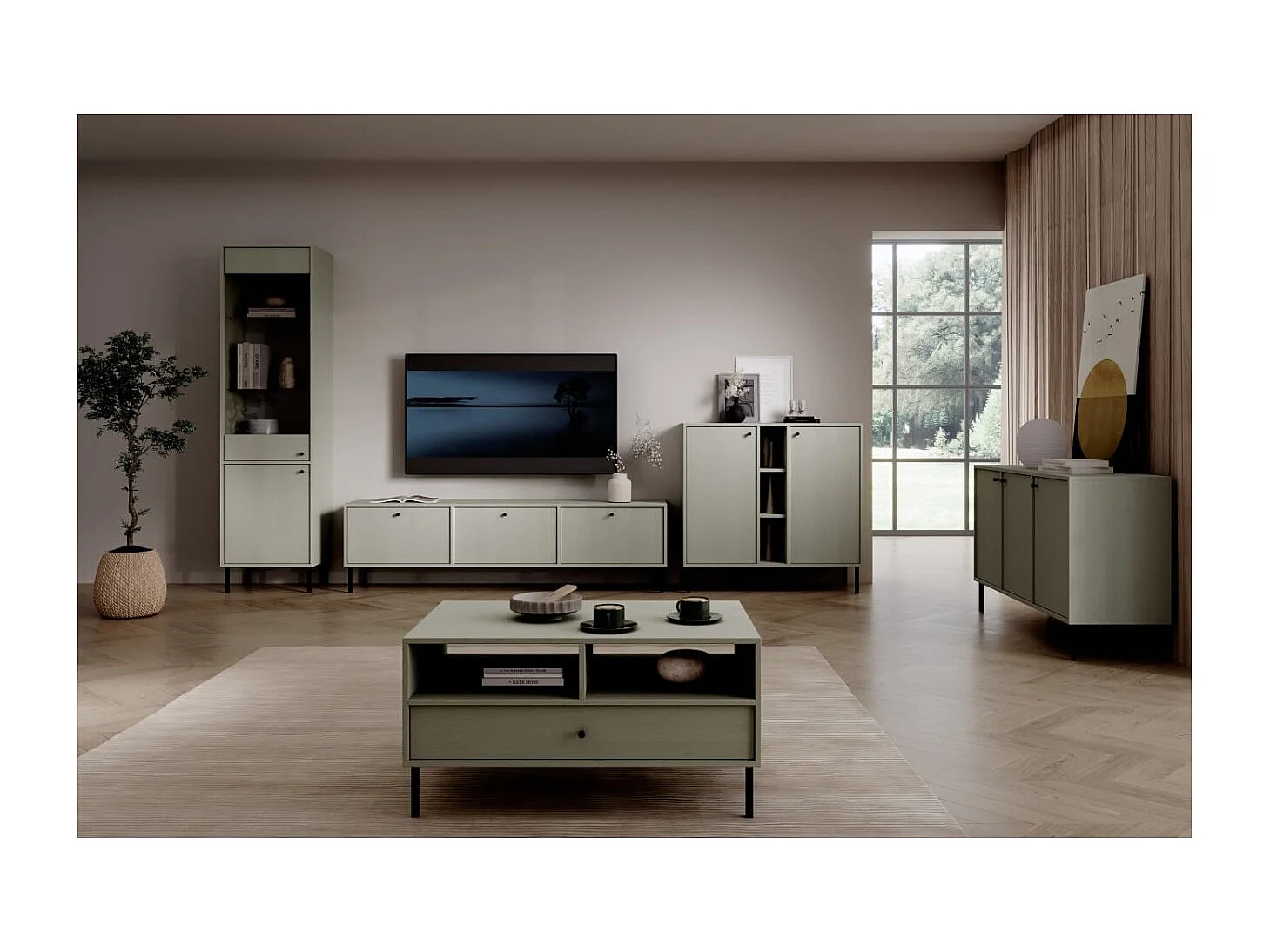 Credenza Tuli Store/porte girevoli/piano del mobile/Verde