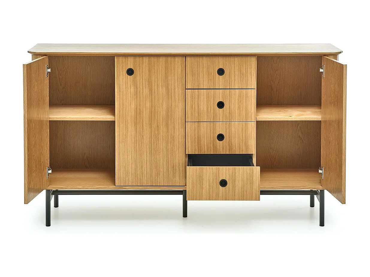 Sideboard Smart /Drehtüren/Schubladen/Möbelplatte/Braun