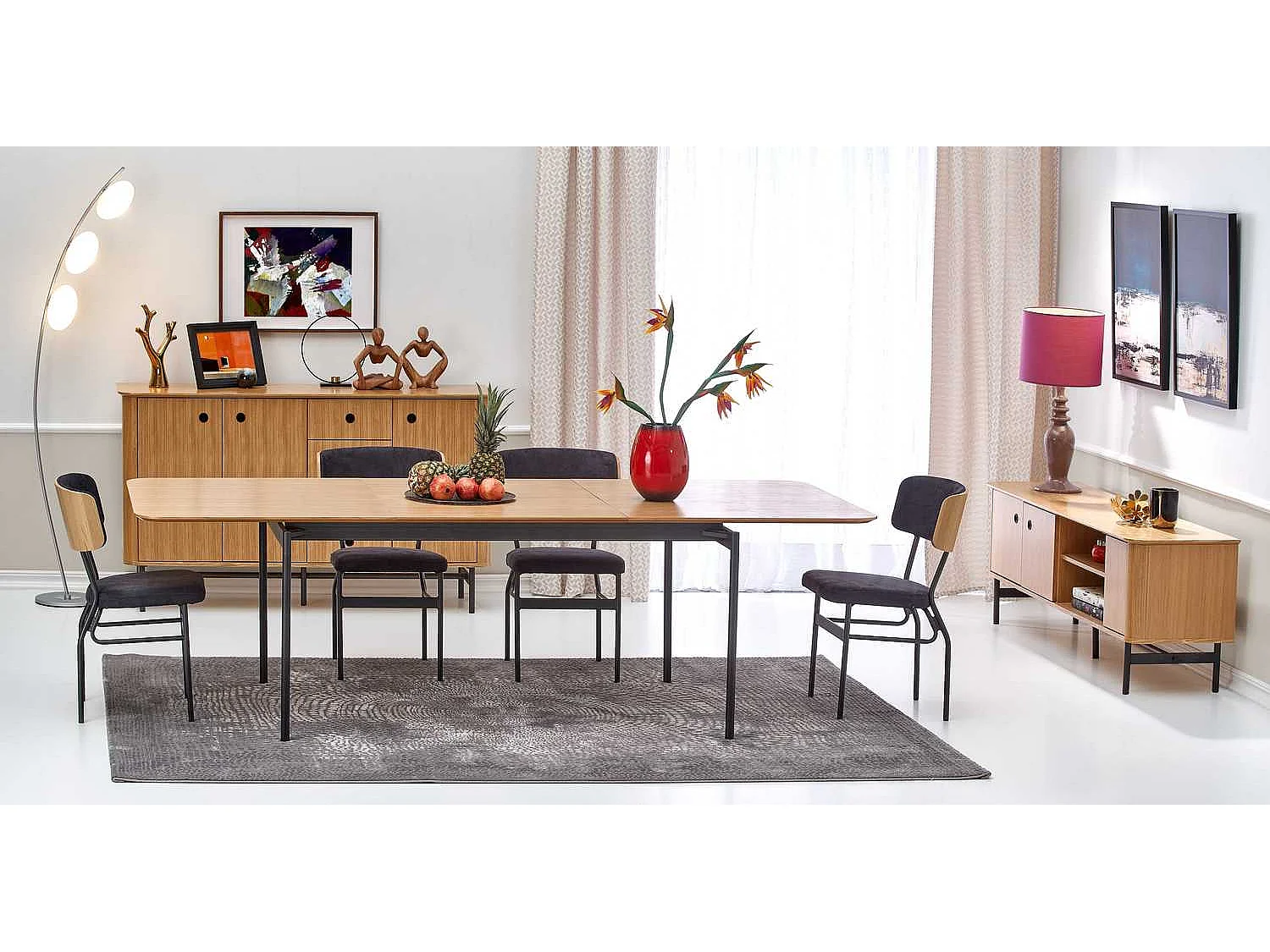 Credenza Smart / Ante a battente / Cassetti / Piano del mobile / Marrone