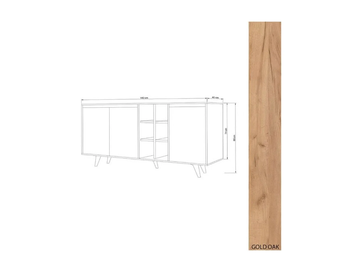 Buffet Prava/portes battantes/MDF/blanc et marron
